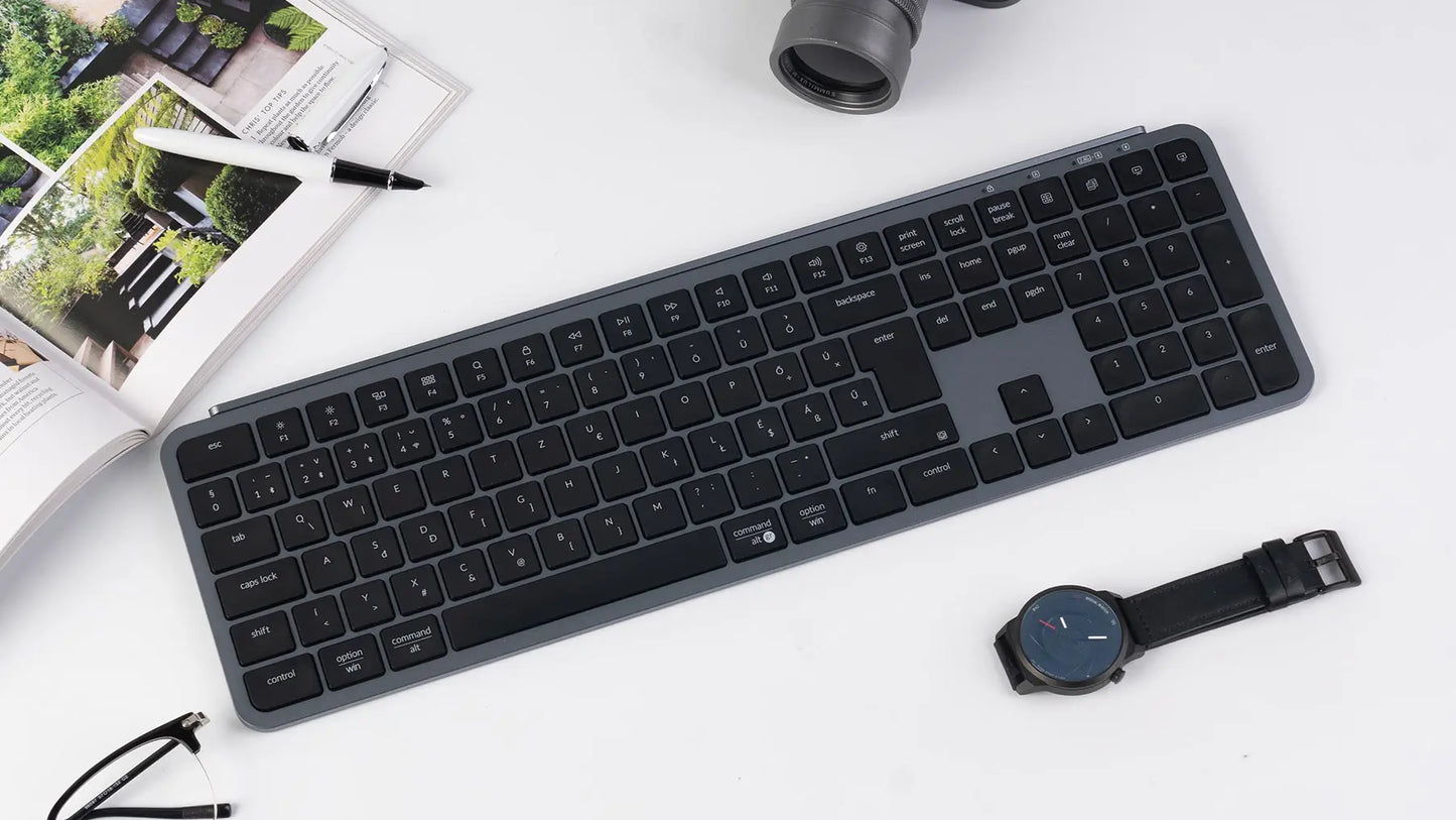 Keychron B6 Pro ISO-Layout ultraflache kabellose Tastatur in voller Größe, tragbar und leicht, mit 2.4GHz- & Bluetooth-Verbindungen