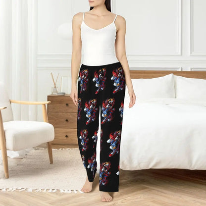 Custom Women Soniced Pajama Pants Printed Hedgehog Game Sleep Sleepwear Bottoms with Pockets