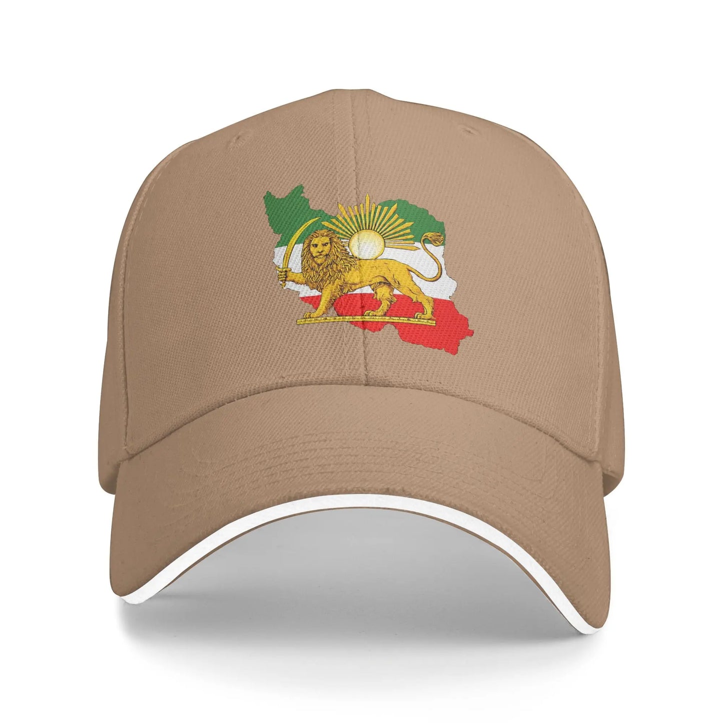 Iran Flag Map with Lion and Sun Emblem Vintage Persian Heritage Casual Baseball Cap Outdoor Trucker Hat Summer Baseball Caps