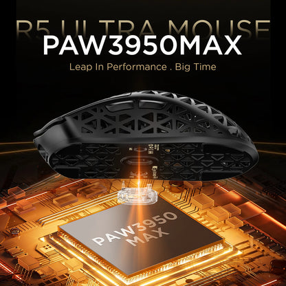 Rato Gaming Sem Fios ATTACK SHARK R5 Ultra em Fibra de Carbono, Sensor Gaming PixArt PAW3950MAX, 42000DPI, 8000Hz, MCU Nordic 52840