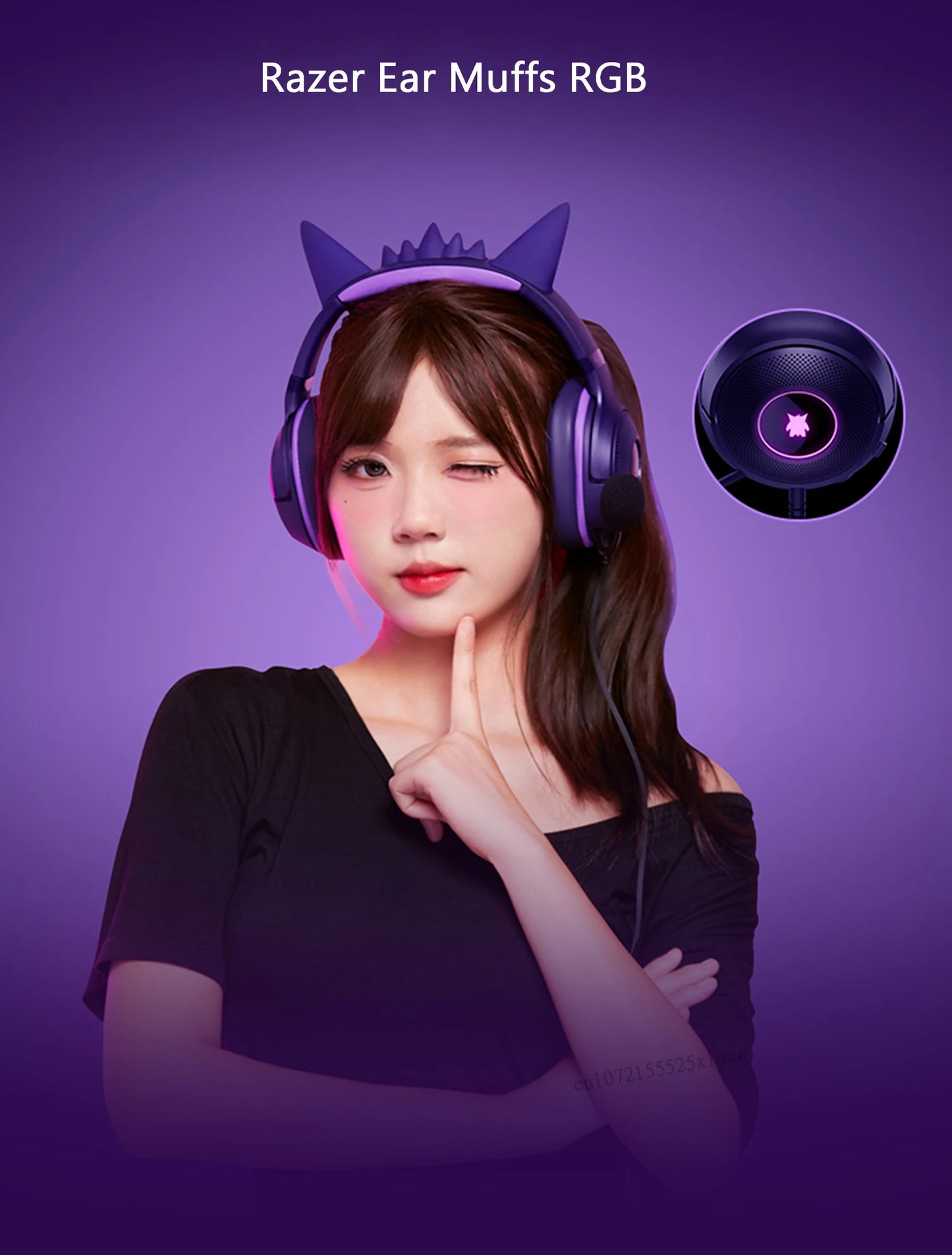 Razer Pokémon Gengar Edition Kraken Kitty V2 RGB Gaming Headset – USB Wired, TriForce 40mm Drivers, HyperClear Cardioid Microphone Gaming Headphones