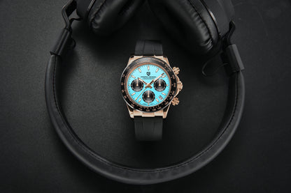 PAGANI DESIGN New Gold Blue Luxury Quartz Watch For Men Gift Box VK63 Movt Chronograph Sapphire Crystal Stainless Steel Watch