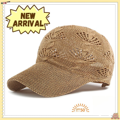 Sommerliche, glänzende Baseballkappe mit durchbrochenem Strickmuster für Damen, Outdoor-Sonnenhut, atmungsaktiv, figurschmeichelnd, vielseitig einsetzbar