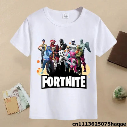 Summer Fortnites Children T-shirt Cartoon Game Figure Printed T-shirt Boys Casual Sports T-shirt Short Sleeves Kids Clothing