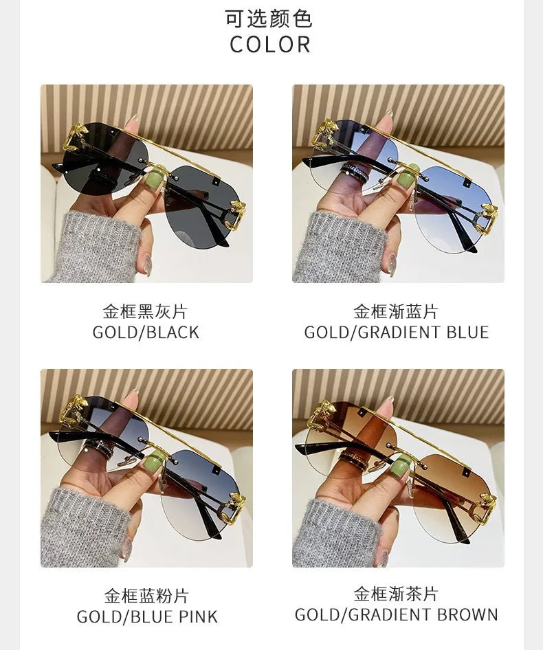 Dámské sluneční brýle bez obrouček, luxusní značkové, vintage, UV400, pánské sluneční brýle, Lunette, Shades De Soleil, Femme, Gafas De Sol Mujer, Lentes