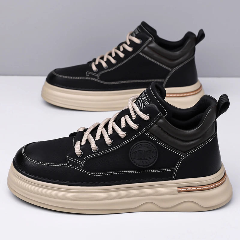 High Quality Mens Casual Leather Thick Bottom Oxford Shoes Fashion Outdoor Flat Top Quality Oxford Shoes Handmade Walking Shoes