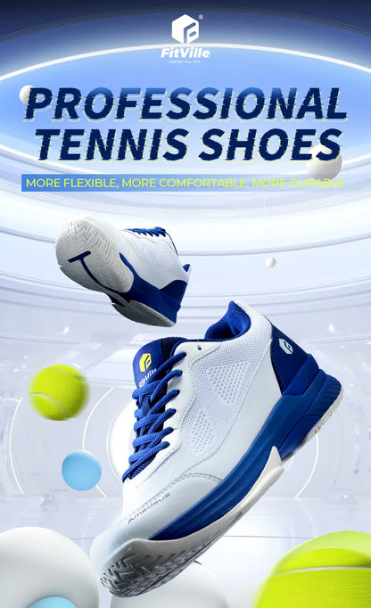 Chaussures de tennis pour homme FitVille, version large 2E, chaussures de sport d'entraînement professionnel, respirantes, antidérapantes, avec soutien de la voûte plantaire