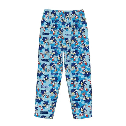 Custom Women Soniced Pajama Pants Printed Hedgehog Game Sleep Sleepwear Bottoms with Pockets