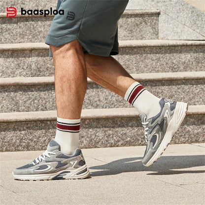 Baasploa Nieuwe hardloopschoenen voor heren, outdoor, modieus, lichtgewicht sportschoenen van mesh, casual herenschoenen, ademend, antislip wandelschoenen
