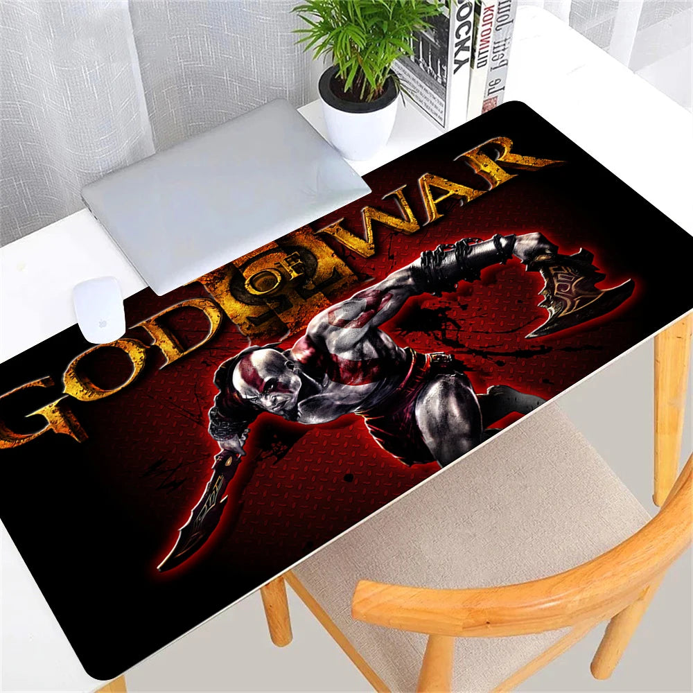 Large Game God of War Mousepad XL Desktop Natural  Rubber Desk Mat Kawaii Gaming Accessories Students Writing Pad Desk Mat 80x30