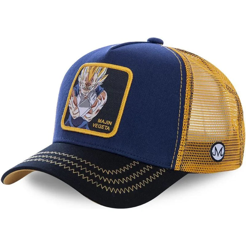 Dragon Ball Son Goku-Kappe, Sommer-Reisekappe mit Schirm, Herren-Kappe mit Stickerei, im Hip-Hop-Stil, Sonnenvisier, verstellbare Trucker-Kappe aus Netzstoff