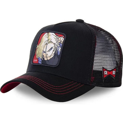 Dragon Ball Buu Goku-Kappe, Sommer-Reisekappe mit Schirm, Herren-Kappe mit Stickerei, im Hip-Hop-Stil, Sonnenvisier, verstellbare Trucker-Netzkappe
