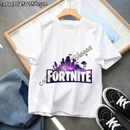 Summer New Fortnites Children T-shirts Cartoon Figure Graphic T-shirt Casual Sports Short Sleeves Sports Tops Kids Boys Clothing