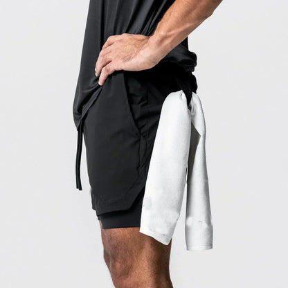 Dragon Ball Men's Shorts Double Layer 2-in-1 Pants Broly Japanese Anime Summer and Autumn Fake Two-piece Fitness Gym Sweatpants