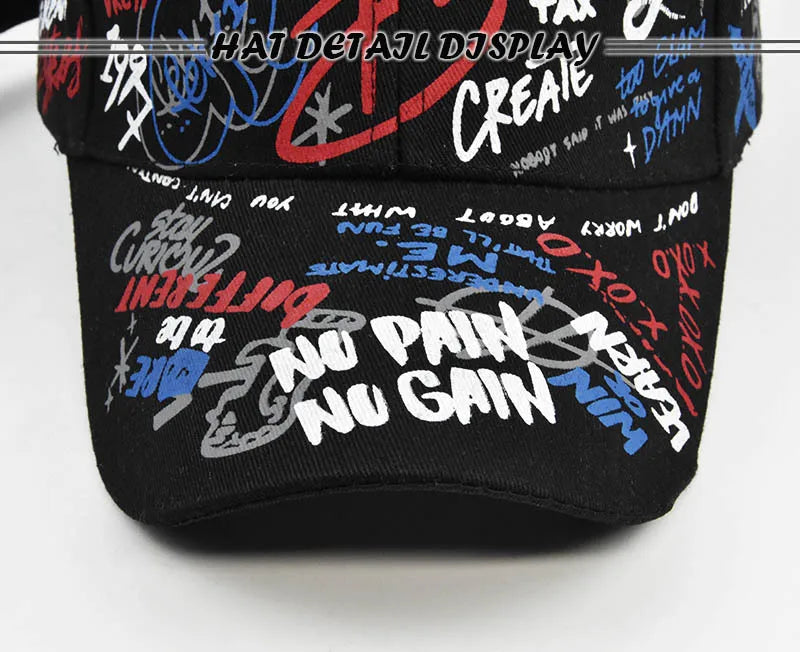 Cappellino da baseball unisex alla moda con stampa graffiti - Cappellino alla moda con visiera dipinta a colori vivaci