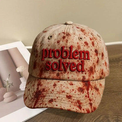 Haft z motywem Halloween – problem rozwiązany: krwawa czapka w stylu horroru, idealna na imprezę halloweenową, rekwizyty do cosplayu, prezenty