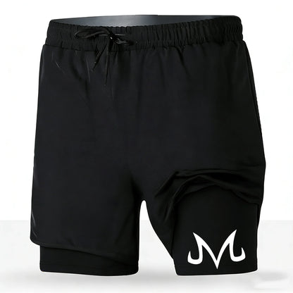Men's Dragon Ball Anime 2-in-1 Running Shorts Majin Vegeta Print Quick Dry Athletic Workout Shorts 2026 New Unisex