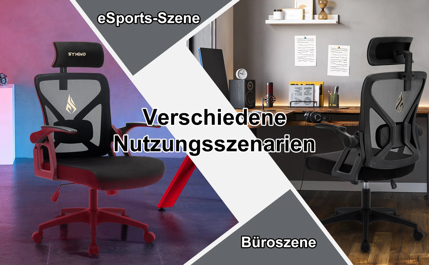 Symino Office Chair With Adjustable Headrest, Armrests, Lumbar Support, Ergonomic Office Chair, Rotating Rocker Function