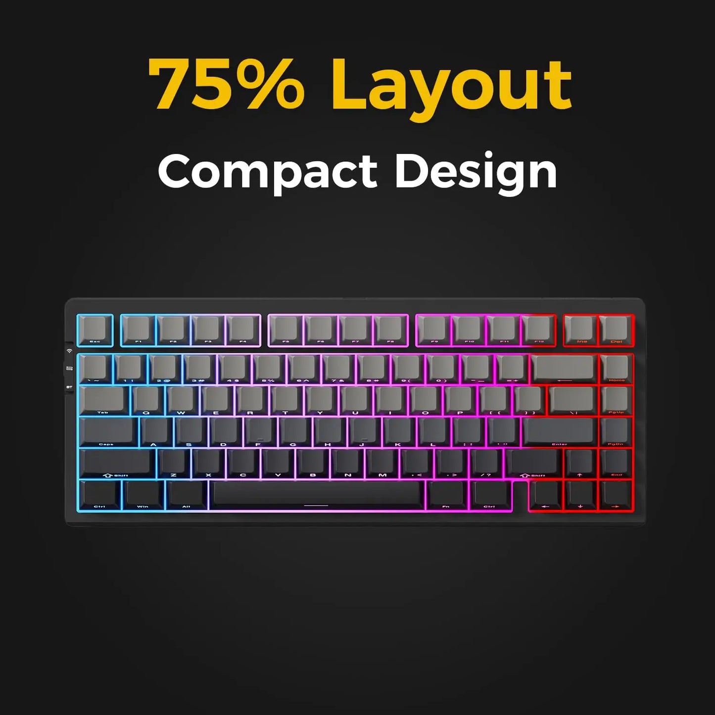 Tastiera meccanica wireless MCHOSE G75 Pro, layout 75%, montaggio gasket, 5 strati di smorzamento, retroilluminazione RGB, tri-mode, hot-swappable