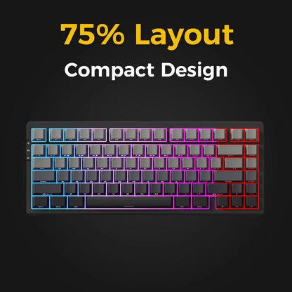 Tastiera meccanica wireless MCHOSE G75 Pro, layout 75%, montaggio gasket, 5 strati di smorzamento, retroilluminazione RGB, tri-mode, hot-swappable