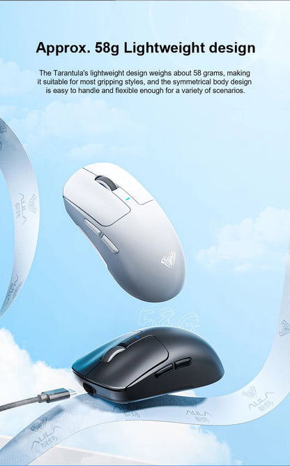 AULA SC680 Wireless Gaming Mouse W/ 26000 DPI PAW3395 Sensor BT 5.0/2.4G/Wired Tri Mode 500mAh Battery For Windows/Mac/PC/laptop