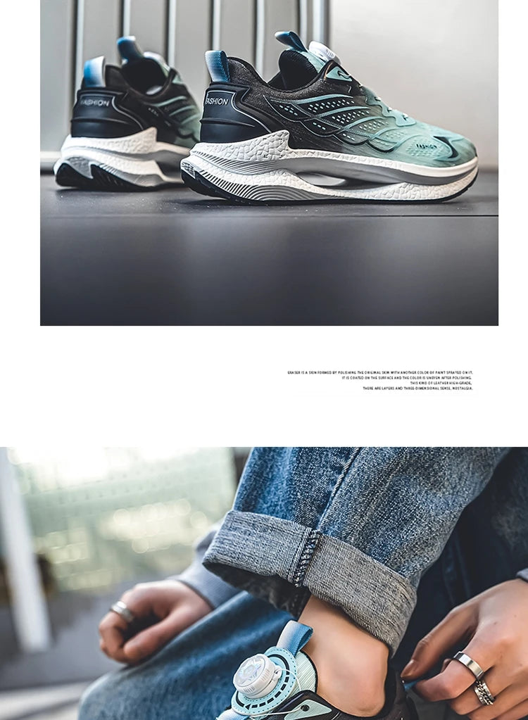 Summer Breathable Casual Sports Shoes for Men, New Fashionable and Versatile Breathable Mesh Rotating Buckle Running Shoes Suitable for Outdoor Sports and Daily Wear