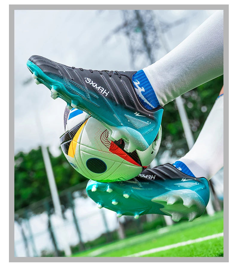 Chaussures de football Double Star Adult Youth AG : crampons antidérapants et résistants pour gazon artificiel et naturel, pour l'entraînement et les matchs, hommes et femmes