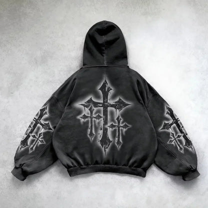 American Y2K New Hip Hop Trend Retro Hoodie Women Street Casual Loose Joker Vintage Sweatshirt Unisex Fleece Padded Warm Hoodie