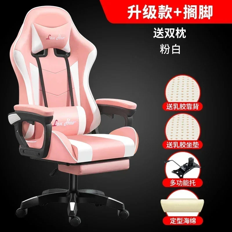 Ergonomic Gaming Chair for Home Office, Comfortable Esports Gamer Chair with Adjustable Armrests, Swivel Computer Desk Chair with Wheels