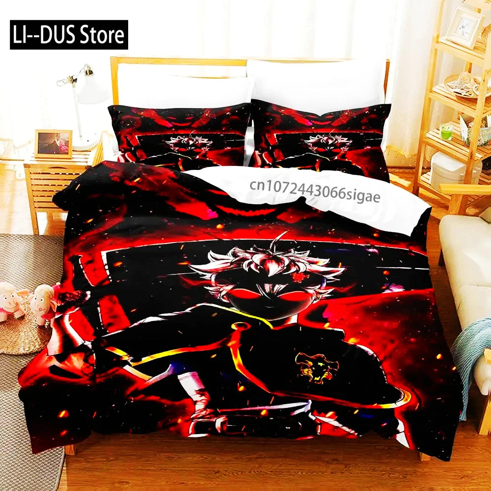 Black Clover Bedding Set Single Double Full Queen King Size Anime Duvet Cover Set For Adults Boys 2024 Quilt Cover Pillowcase