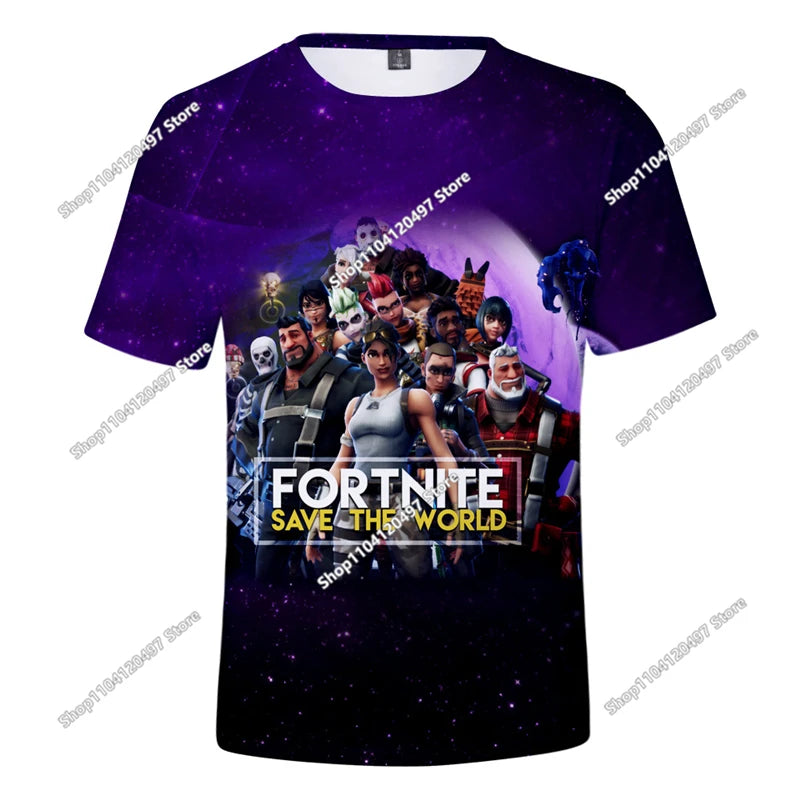 Fortnite Adult Children's Clothing 3D Digital Printing Loose Large Size Short-sleeved T-shirt Kids Summer Tee Tops