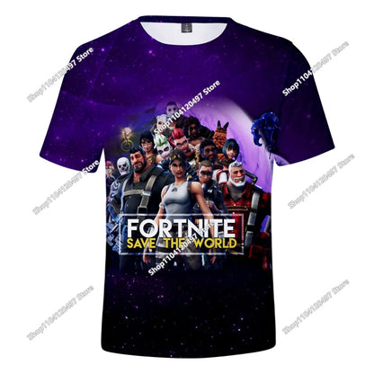 Fortnite Adult Children's Clothing 3D Digital Printing Loose Large Size Short-sleeved T-shirt Kids Summer Tee Tops