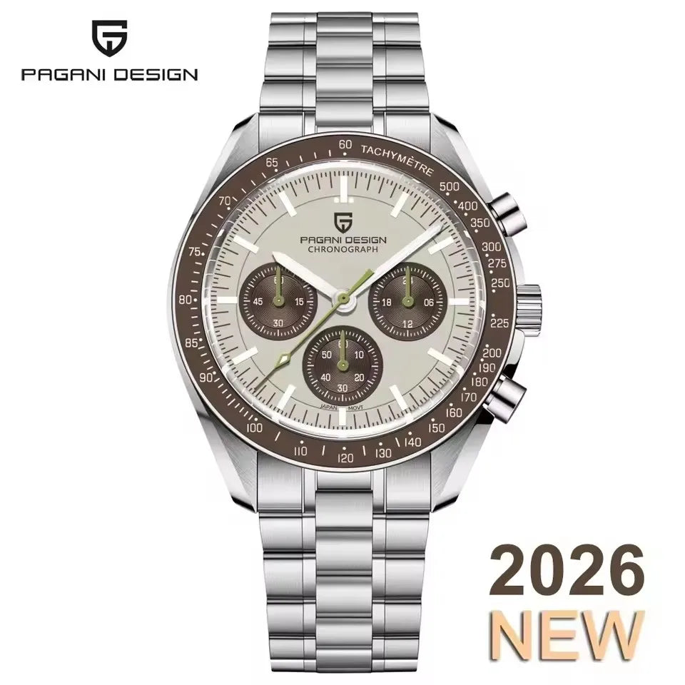 PAGANI DESIGN Moon Men's Watches Gold Luxury Quartz Watch Men Speed Sports Chronograph AR Sapphire Waterproof Luminous Man Gift