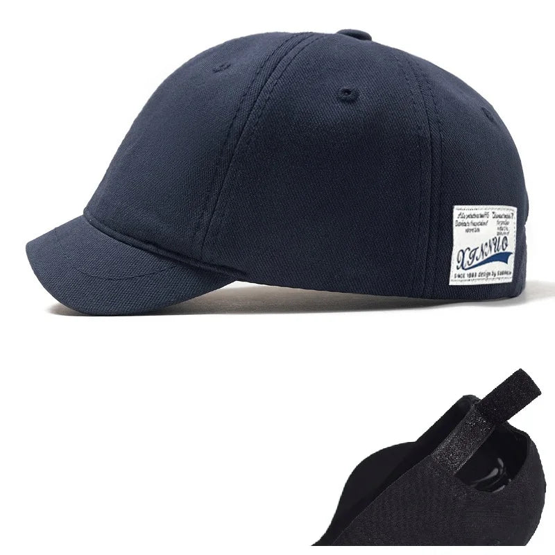 Czapka baseballowa dla mężczyzn z dużym daszkiem, z tyłu zamknięta, z krótkim daszkiem 5 cm, czapki z siateczki dopasowane do głowy, elastyczne czapki z całkowicie zamkniętym tyłem, rozmiary 56–60 cm, 61–65 cm