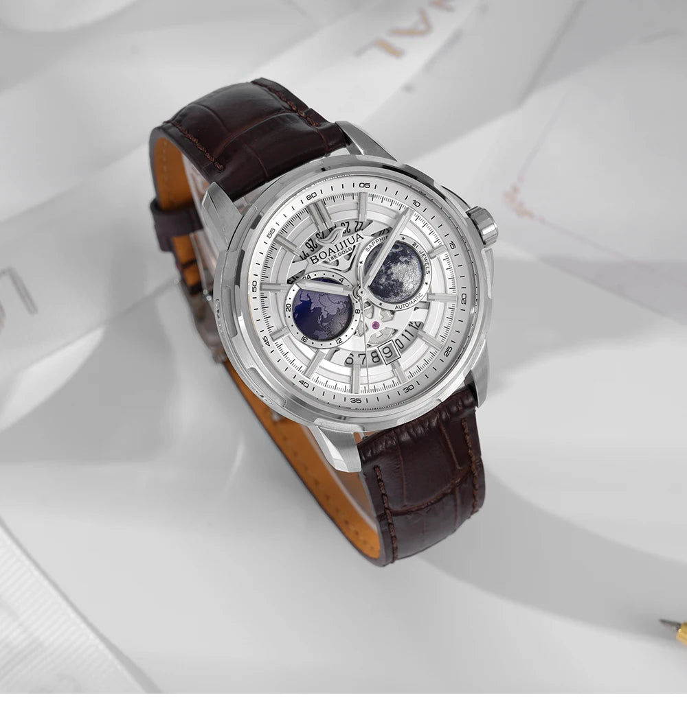 BORIAGE(BOAIJIUA) vollautomatische mechanische Herrenuhr mit Originaldesign, wasserdichte leuchtende mechanische Armbanduhr