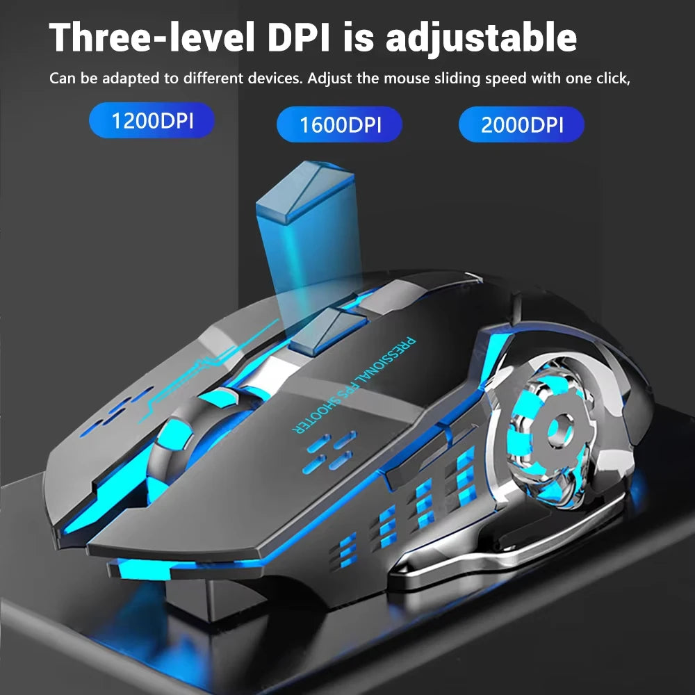 Wireless Bluetooth Mouse 2.4G USB Mecha Gaming Mouse Rechargeable Silent Backlight Mice Ergonomic Office Mice Game Accessories