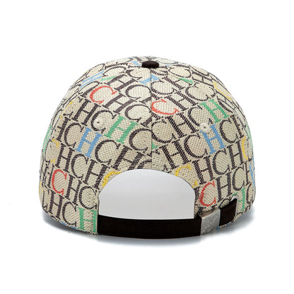 Czapka baseballowa z nadrukiem monogramu CH, usztywniona, regulowana, unisex, typu „dad hat”, z daszkiem przeciwsłonecznym, w stylu streetwear, czarna, z tkaniny, czapka codzienna