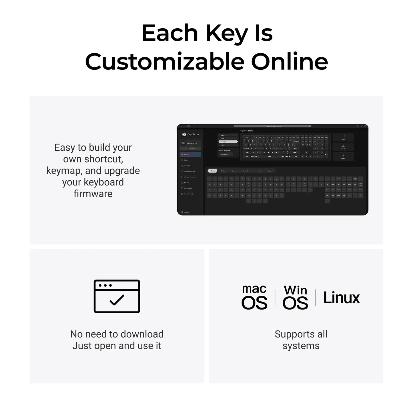 Keychron B6 Pro ISO-Layout ultraflache kabellose Tastatur in voller Größe, tragbar und leicht, mit 2.4GHz- & Bluetooth-Verbindungen