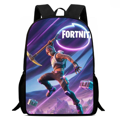 Fortnite Cartoon 15-Zoll leichter Rucksack mit verstellbaren Schultergurten – tägliche Schultasche für Kinder, Jungen und Mädchen, Alter 5-9