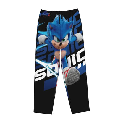 Custom Women Soniced Pajama Pants Printed Hedgehog Game Sleep Sleepwear Bottoms with Pockets