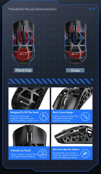 ATTACK SHARK R3 Gaming Mouse Magnesium Alloy Honeycomb,Ultra-Lightweight 8K Hz, PAW3395 Sensor, 26000 DPI, Ergonomic Shel