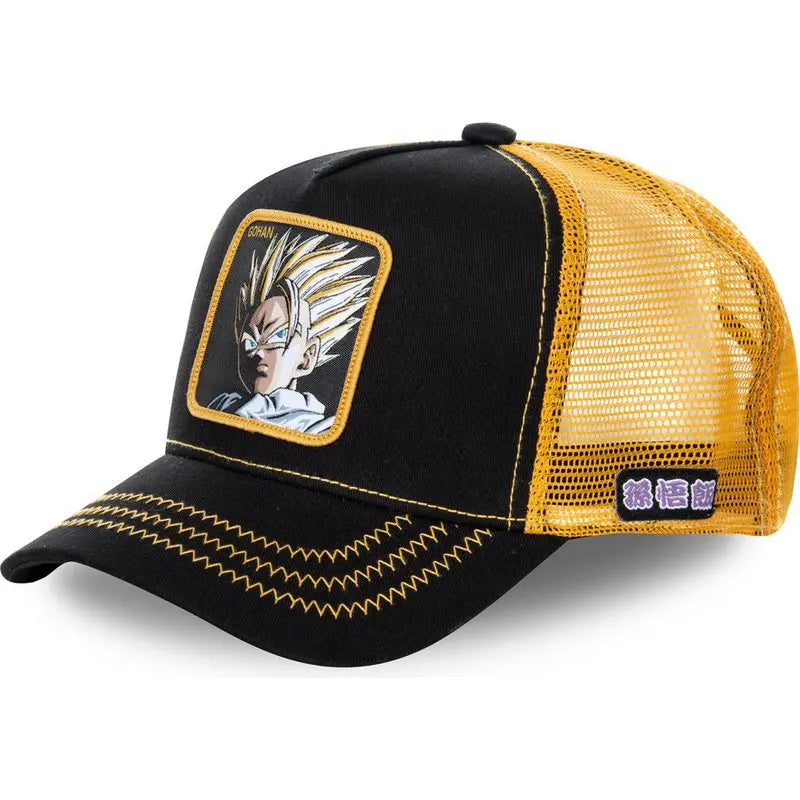 Dragon Ball Son Goku-Kappe, Sommer-Reisekappe mit Schirm, Herren-Kappe mit Stickerei, im Hip-Hop-Stil, Sonnenvisier, verstellbare Trucker-Kappe aus Netzstoff