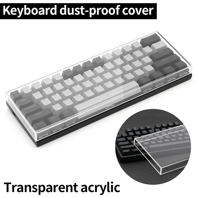 Transparente Schutzabdeckung aus Acryl für mechanische Tastaturen, Staubschutz für 60/61/64 96 98104/108 Tasten, Mausabdeckung und Tastaturabdeckung