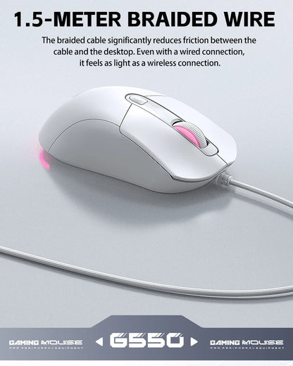 2026 Wired Gaming Mouse RGB with Anti-Slip Grip, 6-Key Ergonomic Gaming Mouse for PC, Desktop & Laptop, Adjustable DPI Wired Gaming Mouse