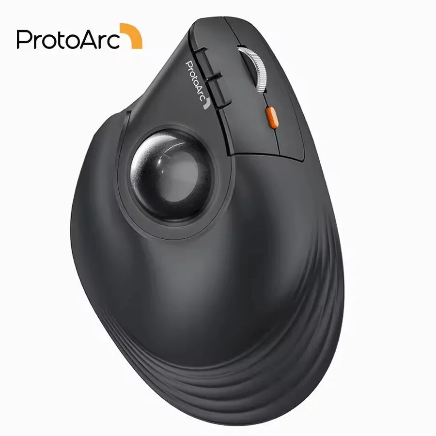 ProtoArc EM05NLWireless Trackball Mouse Rechargeable Bluetooth Ergonomic Vertical Rollerball Mouse for Computer iPad Mac Windows