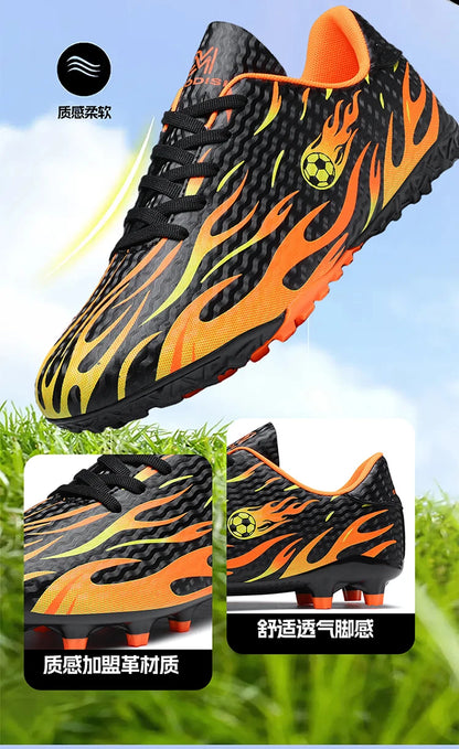 Chaussures de football professionnelles pour enfants, chaussures de foot pour hommes, basses, avec maintien de la cheville, sportives, pour jeunes, pour match et entraînement, antidérapantes, résistantes