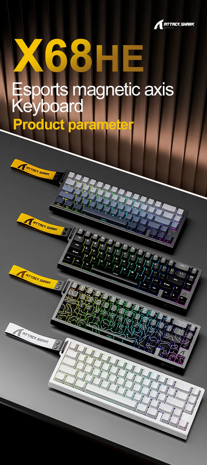Magnetic Switch Keyboard ATTACK SHARK X68HE X68PRO HE and FREEWOLF F68 Wired F68Pro Wireless for Pro Gaming 0.01mm Rapid Trigg