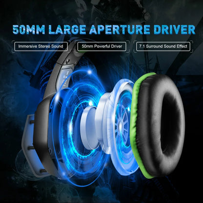 USB Gaming Headset for PC/PS4/PS5 7.1 Surround Sound Computer Wired Headphones with Noise Cancelling Microphone RGB Light Gamer