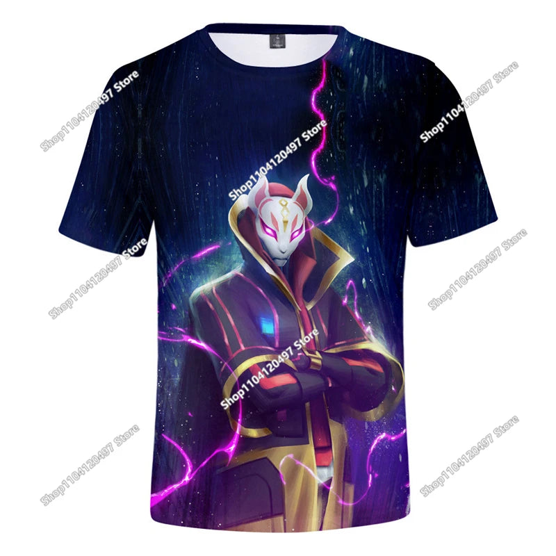 Fortnite Adult Children's Clothing 3D Digital Printing Loose Large Size Short-sleeved T-shirt Kids Summer Tee Tops