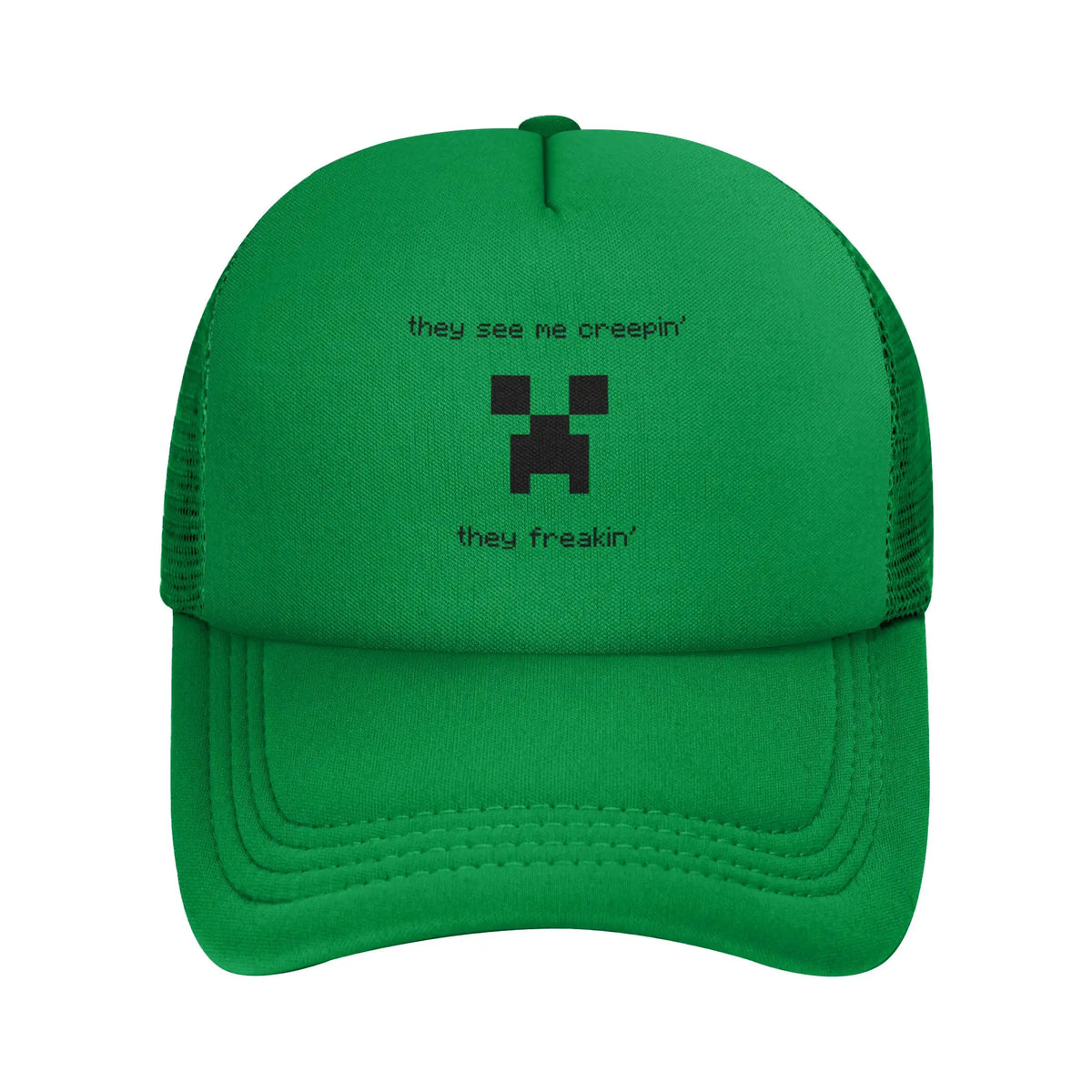 krępy poszukiwacz przygód odkrywa potwora Creepersa za sobą Czapka z daszkiem Czapki przeciwsłoneczne Czapki z regulowanym zapięciem typu snapback Czapka baseballowa z siateczką